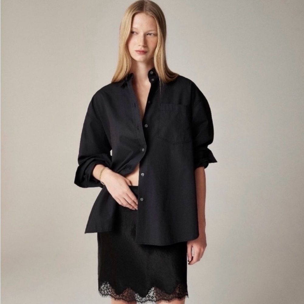 J.Crew Étienne oversized shirt in black cotton poplin